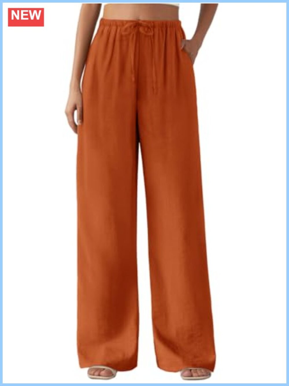 Women's Casual Wide Leg Palazzo Pants Drawstring Elastic Waist with Pockets